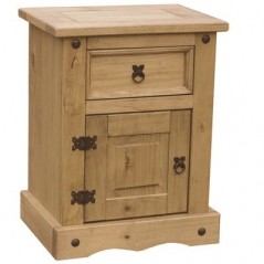 DC Corona 1 Door 1 Drawer Bedside Cabinet Waxed Pine